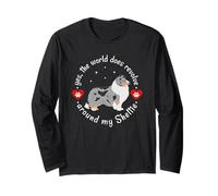 Il mondo gira intorno Sheltie BLUE MERLE Sheltie Mom Maglia a Manica
