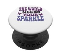 Il mondo ha bisogno della tua motivazione a farfalla scintillante PopSockets PopGrip Adesivo