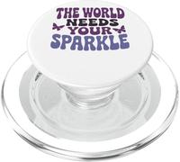 Il mondo ha bisogno della tua motivazione a farfalla scintillante PopSockets PopGrip per MagSafe