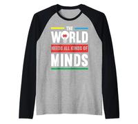 Il Mondo ha Bisogno di Tutti i Tipi di Mente Autismo Awanress Maglia con Maniche Raglan