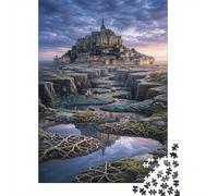 il Mont Saint-Michel Puzzle Premium 1000 Pezzi Cartone Qualità Superiore Fortezza della marea Antistress Adulti, Intrattenimento Familiare, Regalo Natale Compleanno 52x38cm/1000pcs