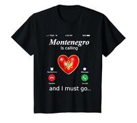 Il Montenegro Sta chiamando e io Devo Andare Tshirt Monteneg Maglietta, Bambini, Nero, 10 Anni