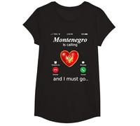 Il Montenegro Sta chiamando e io Devo Andare Tshirt Monteneg Maglietta, Ragazze, Nero, XS