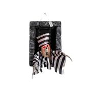 Il movimento ha iniziato la decorazione di Halloween del prigioniero ombreggiato con globi di rosa incandescente e conseguenze sonore inquietanti per il suono del ponte della porta della finestra