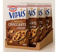 Il Muesli Croccante Double Chocolate - Cereali con Cioccolato Fondente e al Latte - Ricchi e Croccanti - Confezione da 4 x 310g per Cameo Vitalis