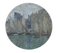 Il Museo di Le Havre by Monet-Style Tappeto Rotondo 120 cm Elegance Tappeto circolare antiscivolo lavabile costiero classico per soggiorno