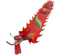Il nastro del drago, Streamer portatile a nastro 3D rosso con drago e leone, 8 m/26 piedi 6 m/20(8m/26ft)