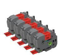 Il nastro di etichetta da 5pk 25mm funziona con TZE251 TZE251 TZE451 TZE551 TZE651 TZE751 CAKER DI ETUBINO COMPATIBILE come PT-D610BT PT-P710BT(Black on Red)
