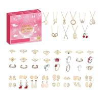 Il Natale arriva alle ragazze 24 gioielli pendenti collane bracciali orecchini anelli calendario del conto alla rovescia di Natale anelli collana orecchini set di 24 pezzi di Natale 3715