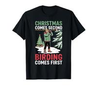 Il Natale Arriva Il Secondo Birdwatcher Arriva Il Primo birdwatcher Maglietta con Stampa Grafica Economica