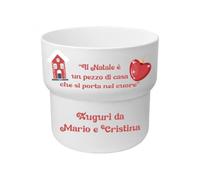 "Il Natale è un pezzo di casa che si porta nel cuore" Portavasi vasetto Personalizzato con Nomi Idea Regalo Natale Auguri dedica speciale Decorazioni Natalizie casa Vaso 12x13cm PIANTA NON INCLUSA