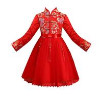 Il Negozio di Wishbook Bambino Cinese Capodanno Tang Abiti Bambino Tuta Vestito Vestito Coniglio Ragazza, Colore: rosso, 11-12 Jahre