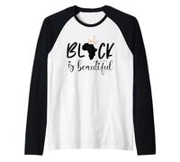 Il Nero È Bello Bella Regina Nera Re Nero Afro Africano Maglia con Maniche Raglan