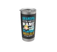 Il nonno è il mio nome che gioca a ukulele è il mio giocatore di gioco Bicchiere termico in acciaio inox doppia parete