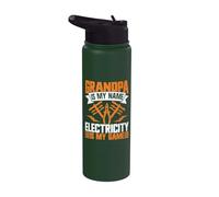 Il nonno è il mio nome L'elettricità è il mio gioco Elettricista Stainless Steel Insulated Water Bottle