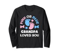 Il Nonno Rosa o Blu Ti AMA Sesso rivelare Baby Shower Maglia a Manica