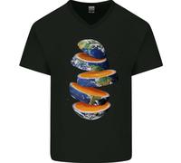 Il Nostro Arancione Planet Terra Uomo Scollo A V Cotone T-Shirt