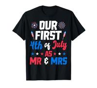 Il nostro primo 4 luglio come Mr Mrs American Patriotic Couple Maglietta