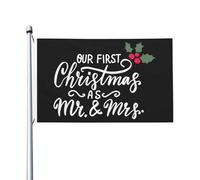 Il nostro primo Natale come Mr e Mrs. Bandiera 3x5 per esterni, doppia faccia, decorazione da parete per prato, 9,1 x 1,5 m, il nostro primo Natale come Mr e Mrs. Arazzo da appendere alla parete.