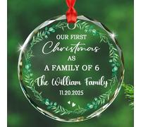 Il nostro primo Natale come una famiglia di 6 ornamenti in vetro 2025, data e nomi personalizzati 1 ° Natale come una famiglia di sei ornamenti regalo per genitori, figlia, figlio, famiglie