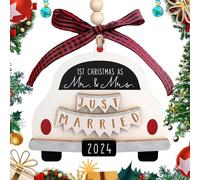 Il nostro primo ornamento natalizio sposato, ornamento per auto da matrimonio, ornamento per albero di Natale per auto, il nostro primo ornamento di Natale , ornamento per auto con coppia