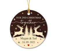 Il nostro secondo ornamento di Natale insieme 2025, Incontri personalizzati personalizzati e nome coppia 2 ° Natale insieme ornamenti regalo, coppia di cervi 2 ° anniversario di matrimonio ornamento