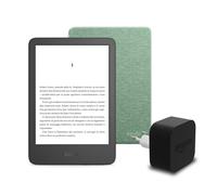 Il nuovo Kindle (versione 2024) da 16 GB con pubblicità, una copertura in tessuto Amazon e un alimentatore Amazon Powerfast da 9 W.