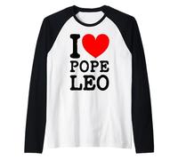 Il Nuovo Papa Leone XIV I Love Papa Leone I (Cuore) Papa Leone Maglia con Maniche Raglan