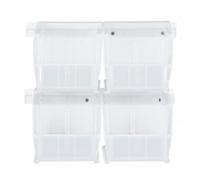 Il pacchetto Hang-n-Stack Bin include: (4) 10-7/8L x 5-1/2W x 5H (QUS230) contenitore trasparente e (2) guide per contenitore