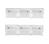 Il pacchetto Hang-n-Stack Bin include: (6) 5-3/8L x 4-1/8W x 3H (QUS210) contenitore trasparente e (2) guide per contenitore