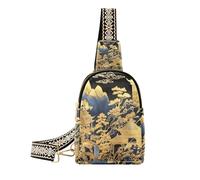 Il paesaggio cinese dell'oro nero alla moda insacca il cuoio del pacchetto del fanny sopra la borsa della spalla per, Paesaggio cinese in oro nero, 1 size