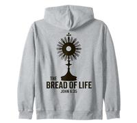 Il Pane della Vita Giovanni 6:35 Eucaristia Adorazione Ostensorio Felpa con Cappuccio