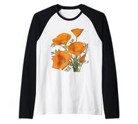 Il papavero della California Orange Wildflower Maglia con Maniche Raglan