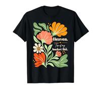 Il Paradiso è in Cima alla mia Lista dei Desideri, Stile Boho Floreale retrò Maglietta con Stampa Grafica Economica, Uomo, Nero, M