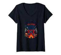 Il Partner di Old Glory Grill Maglietta con Collo a V, Donna, Nero, XL