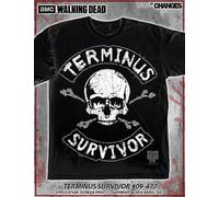 Il Passeggio Survivor Capolinea Zombie Teschio Crossed Ossa Maglietta Nera S-3Xl