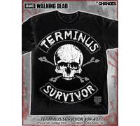 Il Passeggio Survivor Capolinea Zombie Teschio Crossed Ossa Maglietta Nera S-3Xl