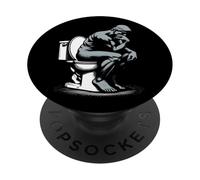 Il pensatore statua sul gabinetto Auguste Rodin divertente PopSockets PopGrip Adesivo