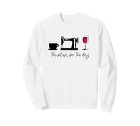 Il Piano per la Giornata: Coffee Sewing Machine Wine Glass Meme Felpa