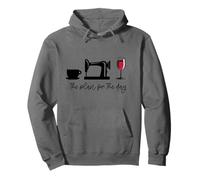 Il Piano per la Giornata: Coffee Sewing Machine Wine Glass Meme Felpa con Cappuccio