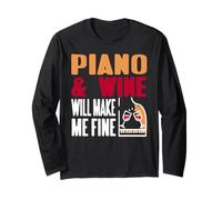 Il Pianoforte e Il Vino Mi Fanno Stare Bene Umorismo Maglia a Manica