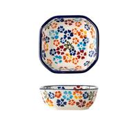 Il piatto quadrato dipinto a mano in ceramica di colore sottosmalto è squisito e pratico per uso domestico-colorato fiore ombra 11,4 cm