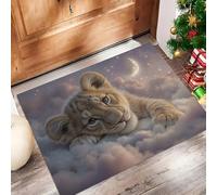 Il Piccolo Leone Cielo Stellato Tappeto, Sogno 3D antiscivolo zerbino rettangolare - Marrone Chiaro stampa accenti tappeto bagno ingresso comodino porta, 45 x 75 cm