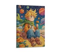 Il piccolo principe Pittura Ad Olio Dipinto A Mano Su Tela,Quadri Astratti Variopinto Fondo Colorato,Decorazione Della Parete Di Arte Professionale Di Grandi Dimensioni Per 20x30inch(50x75cm)