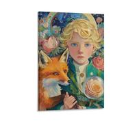Il piccolo principe Pittura Ad Olio Dipinto A Mano Su Tela,Quadri Astratti Variopinto Fondo Colorato,Decorazione Della Parete Di Arte Professionale Di Grandi Dimensioni Per 20x30inch(50x75cm)