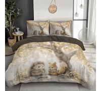 Il Piccolo Riccio E Lo Scoiattolo Set Copripiumino Con Set Di Biancheria Da Letto Con Copriletto In Motivi Animali Acquerello Copripiumino Soft Chic 3 Pezzi Per Adulti E Ragazzi （ 135 X 200 Cm ）