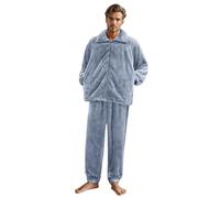 Il Pigiama e Il Pigiama in Peluche da casa da Uomo Possono Essere indossati in Inverno con Il Set di Tasche Calde Pigiama Marca (Blue, L)