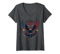 Il Pilota designato di Old Glory Maglietta con Collo a V, Donna, Grigio Scuro, L