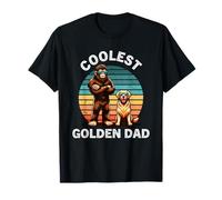 Il più bel cane Golden Retriever Dad Retro Bigfoot Sasquatch Maglietta
