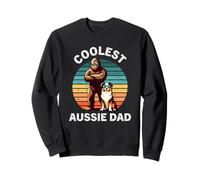 Il più bel cane Sasquatch Bigfoot Retro di Australian Shepherd Dad Felpa